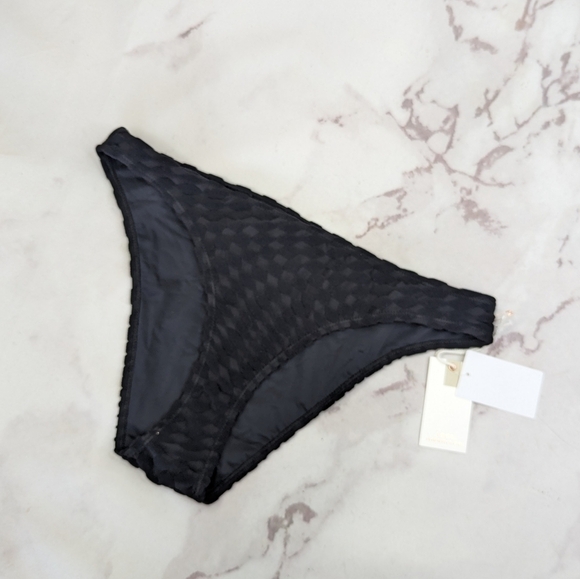 Good American Swim Bottom Women Black Jacquard Rise Better Bikini Cheeky - Picture 2 of 13